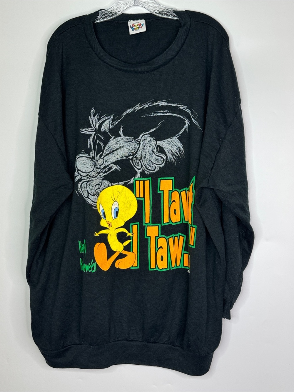 Vintage Looney Tunes Tweety Bird Black Halloween Sweatshirt 90s 3XL